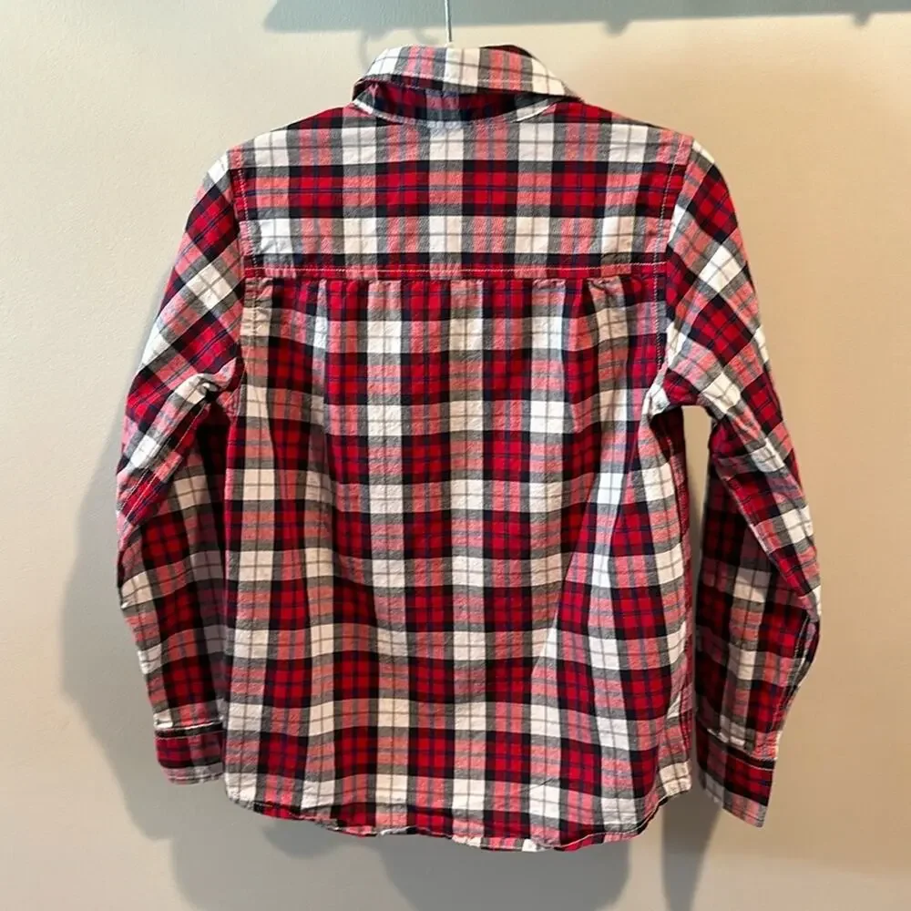 The Children’s Place Boy’s Small Red Plaid‎ Poplin Button Down Shirt